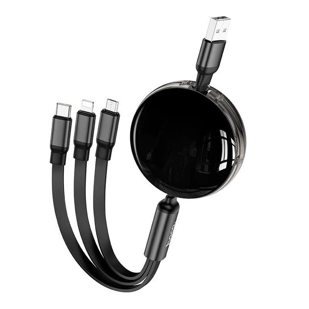 Кабель HOCO Combo Micro + lightning + Type-C Easy pull storage 3-in-1 X78 | 1m, 2A | 4758029 - Фото 1 Кабель HOCO Combo Micro + lightning + Type-C Easy pull storage 3-in-1 X78 | 1m, 2A | 4758029 - зображення 1