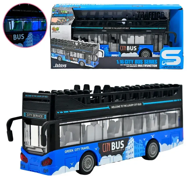 Автобус двоповерховий Toys City Bus 30 см світло/звук, інерційний