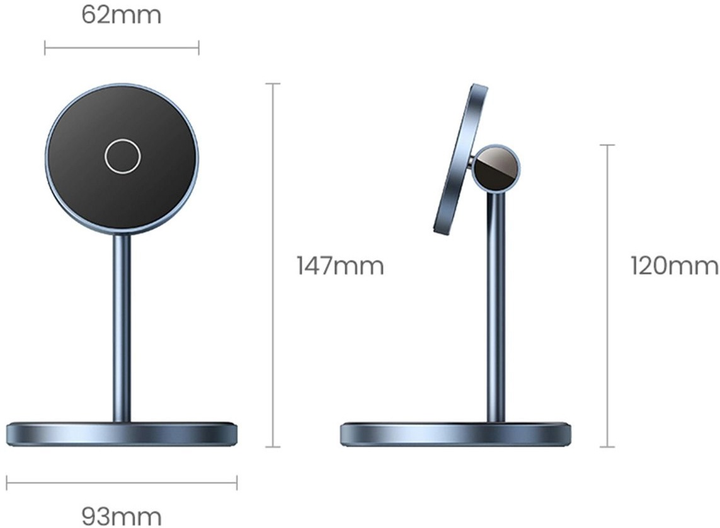 Bezprzewodowa stacja ładująca Ugreen CD317 2in1 Qi2 USB-C MagSafe Black (6957303896684) - obraz 3