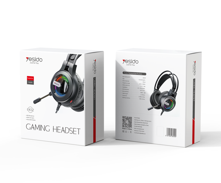 Игровые наушники проводные с микрофоном EK02 геймерские компьютерные 7.1 игровая гарнитура для геймера игр пк телефона планшета LED подсветка - изображение 10