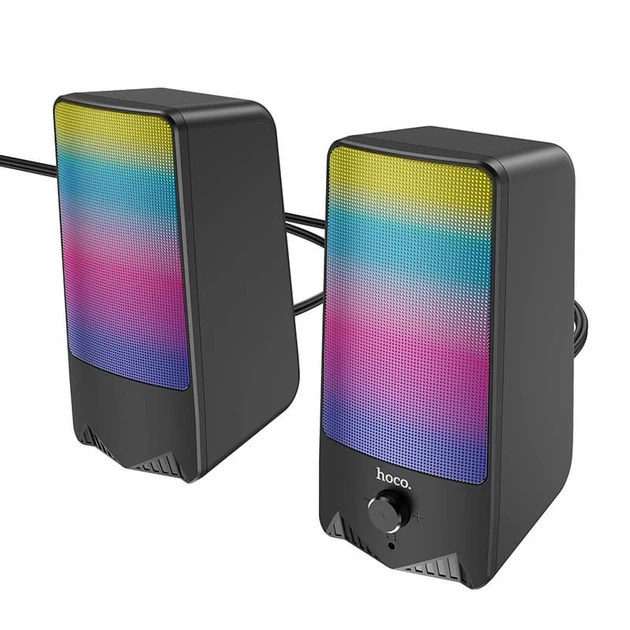Акустика для ПК HOCO DS14 RGB Rhythmic Spectrum desktop speaker 10W, USB, 3.5mm, Mic, black - Фото 2 Акустика для ПК HOCO DS14 RGB Rhythmic Spectrum desktop speaker 10W, USB, 3.5mm, Mic, black - изображение 2