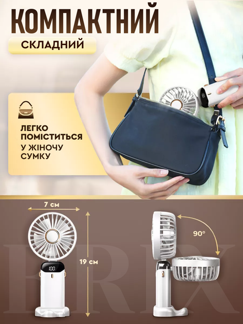 Портативный вентилятор на шею с цифровым дисплеем и встроенным аккумулятором 5 скоростей 1200mAh Белый - Фото 4 Портативный вентилятор на шею с цифровым дисплеем и встроенным аккумулятором 5 скоростей 1200mAh Белый - изображение 4