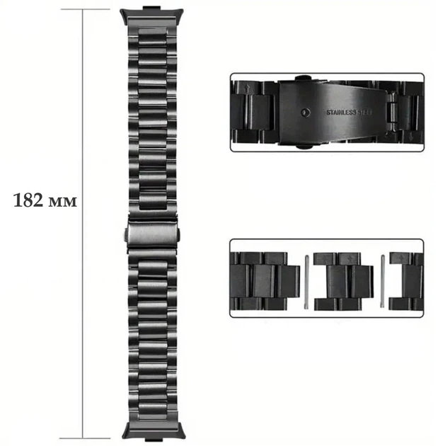 Металевий ремінець Primolux для годинника Xiaomi Redmi Watch 5 / Xiaomi Smart Band 9 Pro - Black - зображення 5