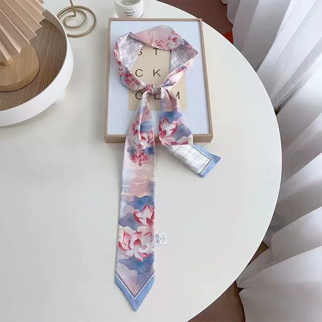 Хустинка-стрічка твіллі для волосся на шию на руку на сумку Honey Fashion Accessories рожево-блакитний (12-336) - Фото 1 Хустинка-стрічка твіллі для волосся на шию на руку на сумку Honey Fashion Accessories рожево-блакитний (12-336) - зображення 1