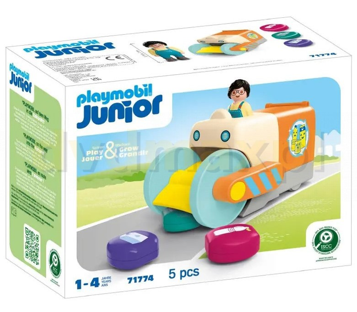 Klocki Playmobil Junior śmieciarka do sortowania odpadów 5 elementów (71774) - obraz 1