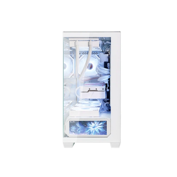 Корпус ALmordor qx25m lcd White, без бп, MicroATX/Mini itx, 1xUSB-С, 2xUSB-A 3.0, макс. cpu - 160 мм/vga - 410 мм/psu - 180 мм, скляні ліва та лицьова панелі, LCD-екран 6.2" (alqx25mwh_lcd) - зображення 4