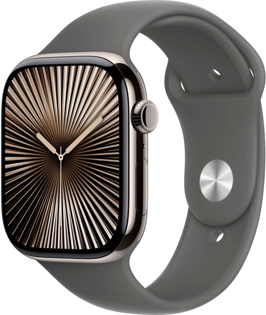 Смарт-часы Apple Watch Series 10 GPS + Cellular 46mm Natural Titanium Case with Stone Grey Sport Band - S/M (MWY93QH/A) - Фото 1 Смарт-часы Apple Watch Series 10 GPS + Cellular 46mm Natural Titanium Case with Stone Grey Sport Band - S/M (MWY93QH/A) - изображение 1