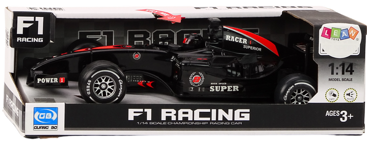 Wyścigówka samochód Lean Toys sportowy F1 z napędem i dźwiękami 1:14 Czarna (18674) (5905991018599) - obraz 1