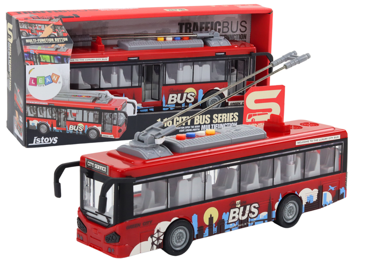 Trolejbus Lean Toys ze światłami dźwiękami i napędem 1:16 Czerwony (19969) (5905991017875) - obraz 2