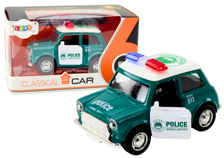 Autko policyjne Lean Toys klasyczne z napędem światłami i dźwiękami 1:38 Zielony (20665) (5905991029533) - obraz 2