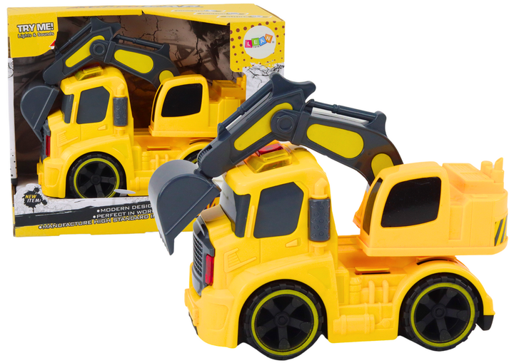Autko koparka Lean Toys z regulowaną łyżką z napędem światłami i dźwiękami Żółta (18698) (5905991018636) - obraz 2