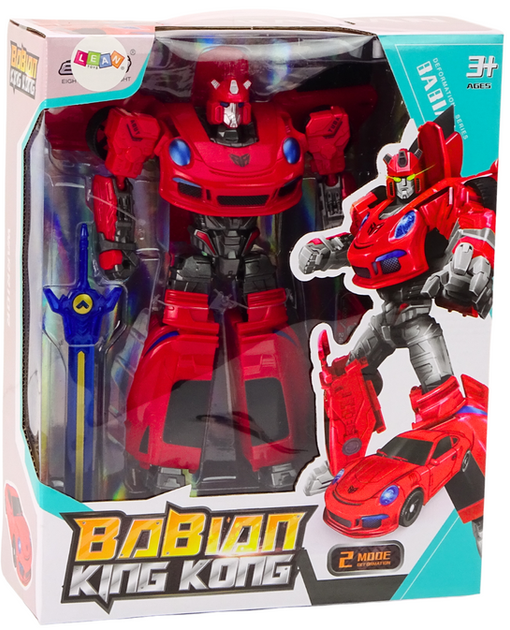 Auto-robot Lean Toys 2 w 1 transformacja w samochód sportowy Czerwony (18840) (5905991018957) - obraz 1