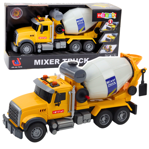 Ciężarówka betoniarka Lean Toys z obrotowym bębnem ze światłami i dźwiękami Żółta (21436) (5905991038320) - obraz 2