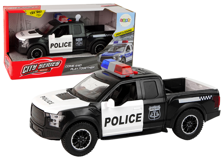 Pojazd terenowy Lean Toys Policja z otwieranymi drzwiami oraz z dźwiękiem i światłami Czarny (16943) (5905884455364) - obraz 2