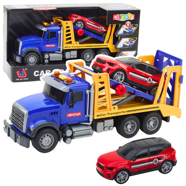 Zestaw zabawek Lean Toys Ciężarówka laweta transporter ze światłami i dźwiękami + Samochód (21441) (5905991038375) - obraz 2