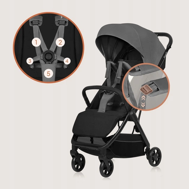 Прогулочная коляска Lionelo JULIE AIR GREY STONE - изображение 6