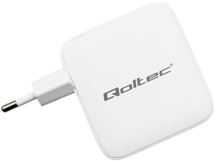 Ładowarka sieciowa Qoltec GaN 140W 5-20V 3x USB-C PD 1x USB QC 3.0 White (5901878518282) - obraz 2