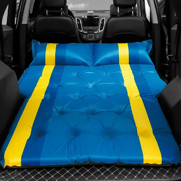 Автомобільний самонадувний матрац Lesko DZ-1 Blue + Yellow, двомісний, з подушкою, чохлом, 1800×1300 мм 7659-57317 - зображення 3