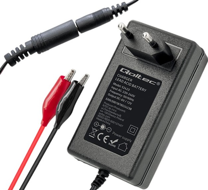 Automatyczna ładowarka Qoltec 6V/12V 1.5A do akumulatora AGM/GEL/STD (5901878524238) - obraz 3