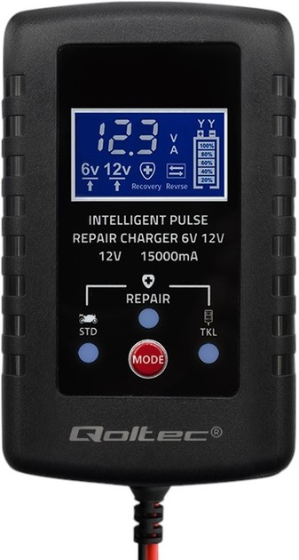 Automatyczna ładowarka Qoltec 6V/12V 2A do akumulatora AGM/GEL/STD (5901878524269) - obraz 1