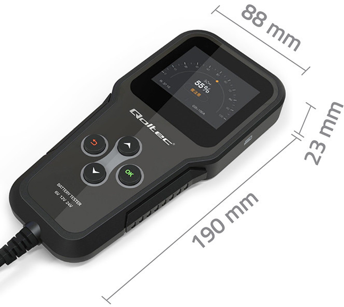 Цифровий тестер акумулятора Qoltec 3-in-1 з LCD дисплеєм 6V 12V 24V 10Ah-200Ah (5901878524894) - зображення 4