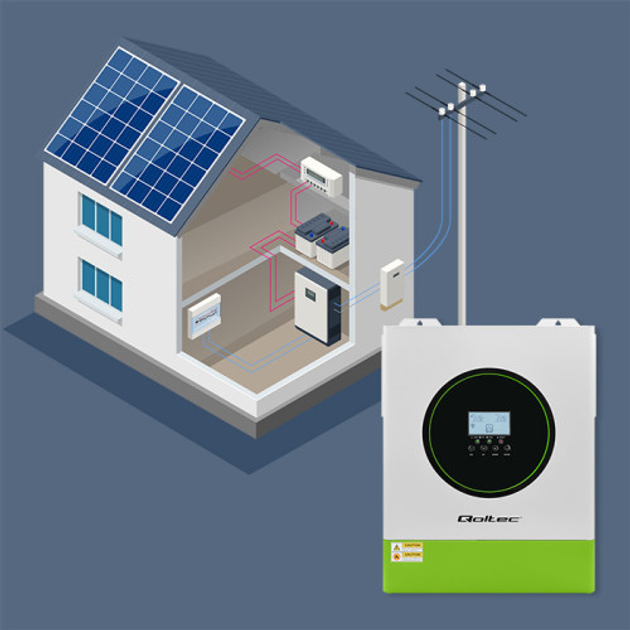 Hybrydowy inwerter Qoltec 11 kW 160A 48V MPPT BMS Sinus Wi-Fi option (5901878538624) - obraz 9