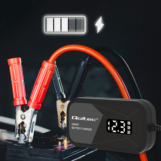 Inteligentna mikroprocesorowa ładowarka Qoltec 12V 2A LCD (5901878524924) - obraz 9