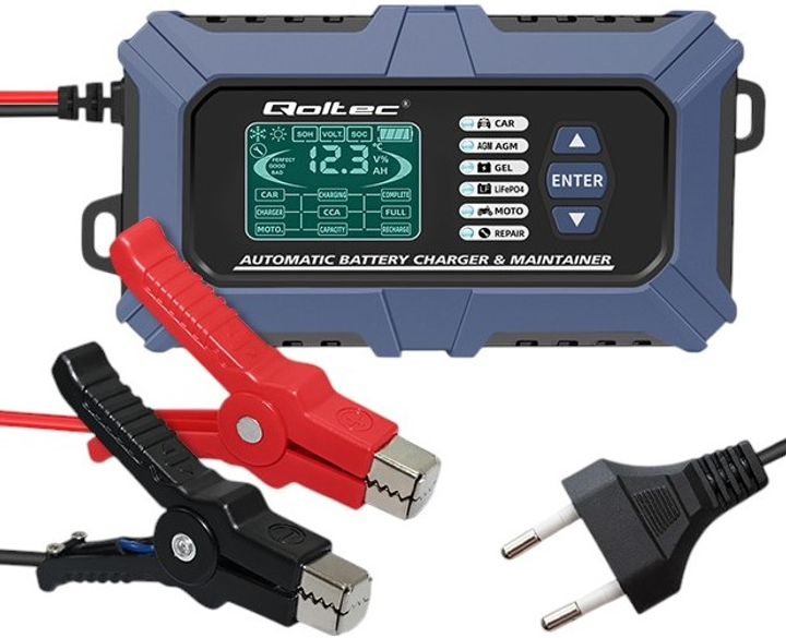 Inteligentna mikroprocesorowa ładowarka Qoltec 12V 6A LCD (5901878524887) - obraz 3