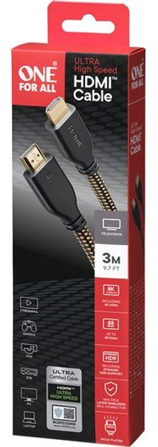 Kabel One For All Ultra High Speed HDMI - HDMI M/M 3 m Black (8716184077036) - obraz 6