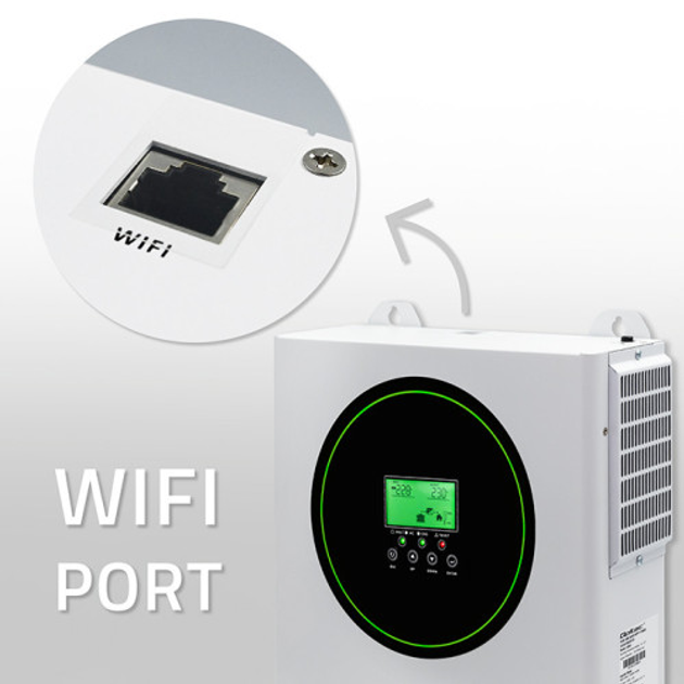 Hybrydowy inwerter Qoltec 3.5 kW 100A 24V MPPT Sinus Wi-Fi option (5901878538648) - obraz 8