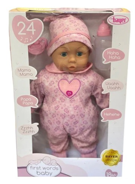 Lalka bobas Bayer Design First Words 38 cm 93824CO (4003336420081) - obraz 1
