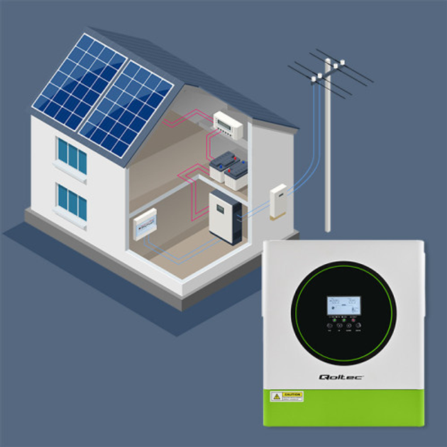Hybrydowy inwerter Qoltec 3.5 kW 100A 24V MPPT BMS Sinus Wi-Fi option (5901878538655) - obraz 12