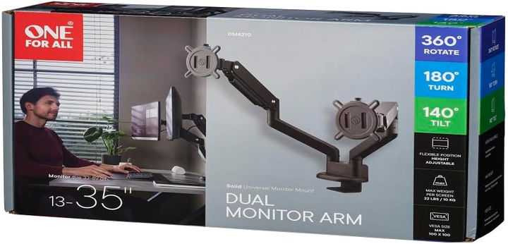 Uchwyt biurkowy One For All Solid Dual DM4210 13" - 35" Black (8716184077678) - obraz 8