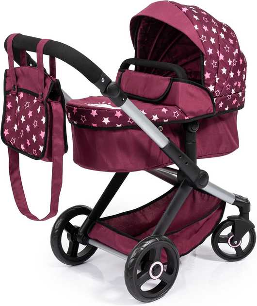 Wózek dla lalki Bayer design xeo combi z torbą bordeaux różowy (17023AA) (4003336170238) - obraz 1