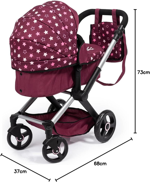 Wózek dla lalki Bayer design xeo combi z torbą bordeaux różowy (17023AA) (4003336170238) - obraz 2