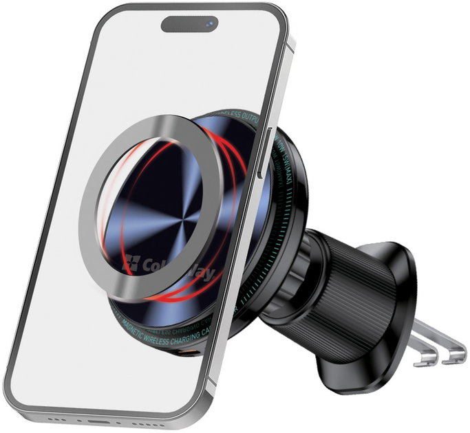 Зарядне бездротове пристрій СolorWay MagSafe 360° Air Vent 15W Black (CW-CHMW042Q-BK) 294973 - зображення 2