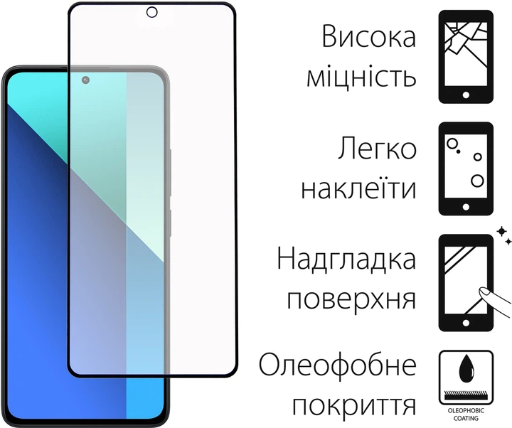 Защитное стекло для смартфона Xiaomi Redmi Note 13 4G FINE LINE Black (FL-TGFG-346) - изображение 2