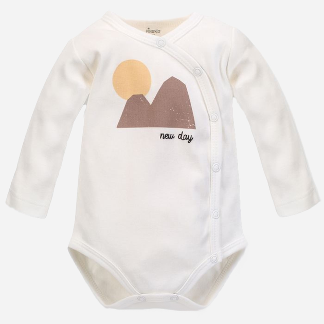 Body niemowlęce bawełniane Pinokio Dreamer Buttoned 68 cm Ecru - obraz 1