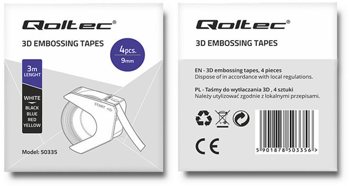 Zestaw 3D-taśm Qoltec do DYMO Omega 9 mm x 3 m 4 szt. (59018785033560 - obraz 4