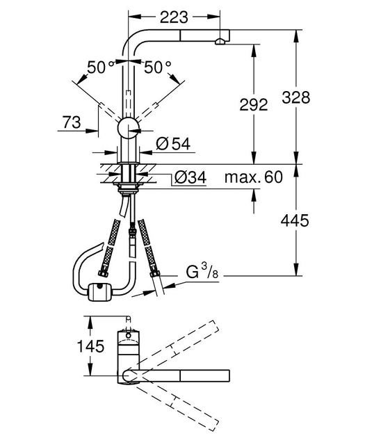 Смеситель с выдвижным изливом GROHE VENTO 30436000 - изображение 2