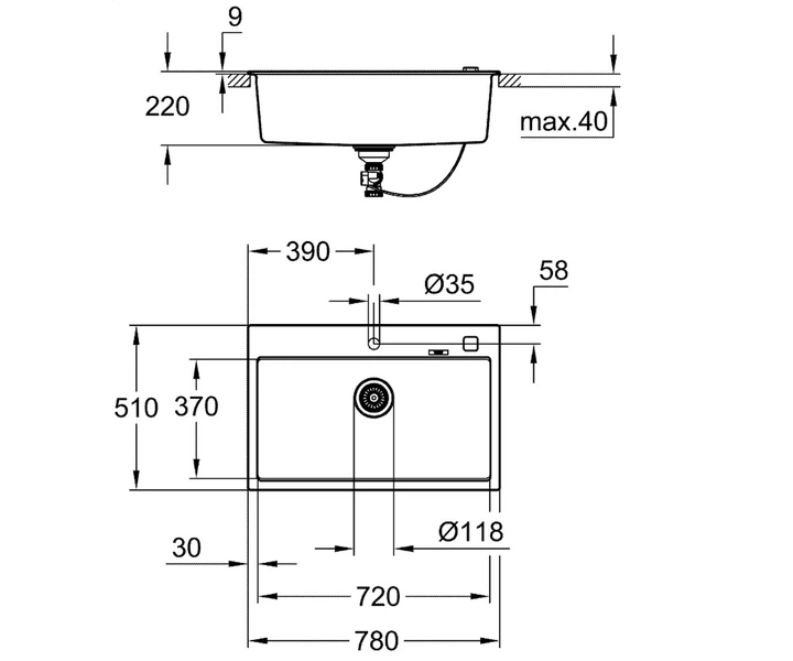 Композитная мойка 78 см GROHE K-SERIES K 700 31652AP0 - изображение 2
