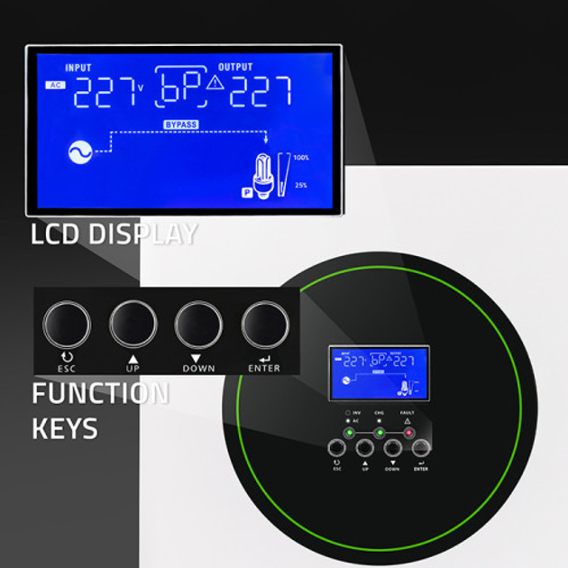 Hybrydowy inwerter Qoltec 6.2 kW 120A 48V MPPT 12 units BMS Sinus Wi-Fi option (5901878538617) - obraz 6