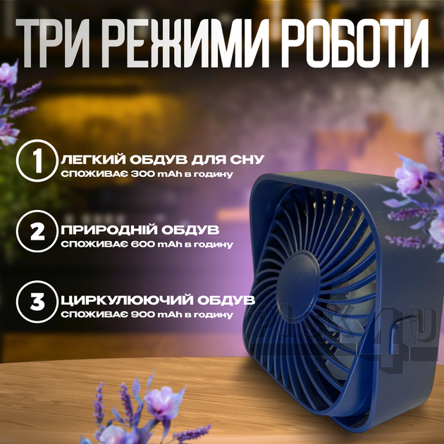 Портативний вентилятор з живленням від USB A031 Синій - Фото 6 Портативний вентилятор з живленням від USB A031 Синій - зображення 6