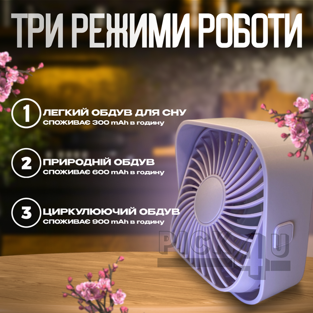 Портативный вентилятор с USB-питанием A031 Лиловый - Фото 6 Портативный вентилятор с USB-питанием A031 Лиловый - изображение 6