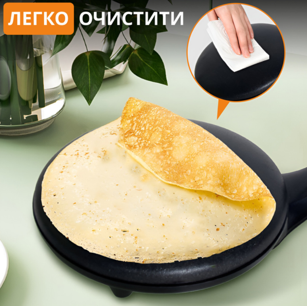 Блинница Sokany электрическая 20 см 650 Вт антипригарная, погружная, в комплекте миска и венчик, черная - изображение 4