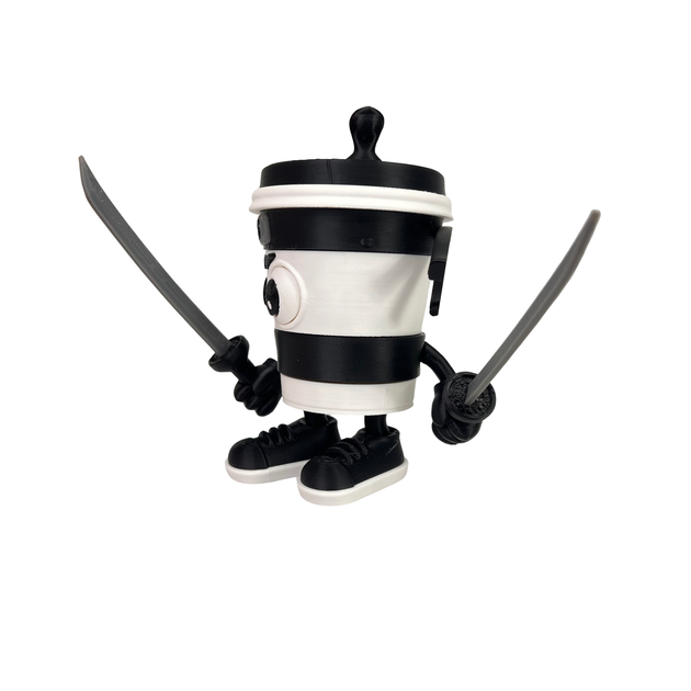 Игрушка DrukHouse3D "Капучино Ассасино" "Capuccino Assassino" из серии Italian Brainrot Черно-белый 12 см (PIG10013) - изображение 3