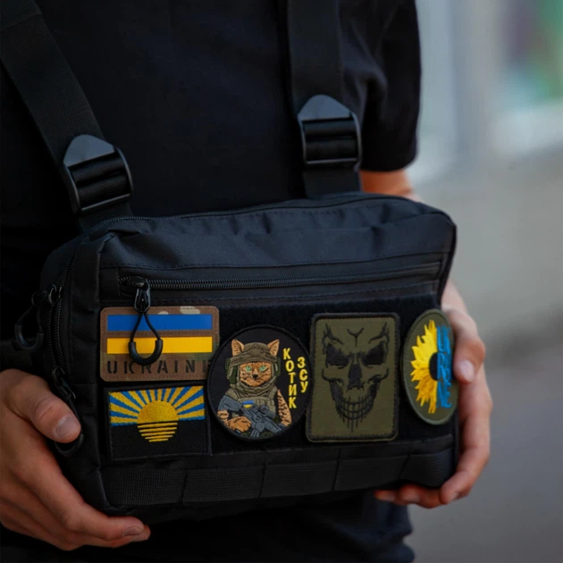 Нагрудная сумка из Cordura 1000D разгрузка мужская с системой Molle и патч-системою черная (482647772130) - Фото 8 Нагрудная сумка из Cordura 1000D разгрузка мужская с системой Molle и патч-системою черная (482647772130) - изображение 8