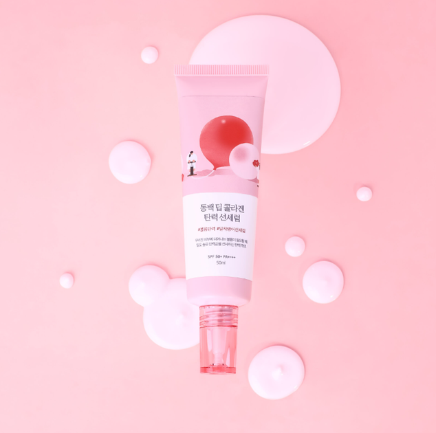 Солнцезащитная сыворотка с коллагеном Round Lab Camellia Deep Collagen Firming Sun Serum SPF50+ PA++++ 50ml - изображение 3