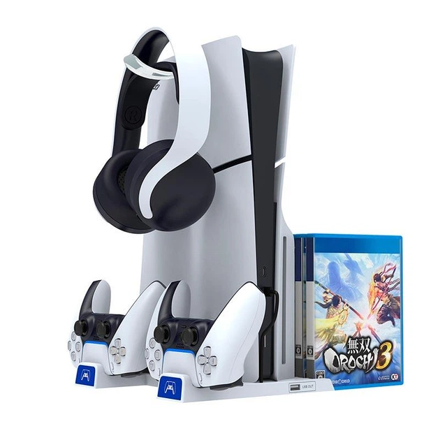 Док-станція підставка для консолі та геймпадів iPega PG-P5S009 для PS5/PS5 Slim з підсвіткою White - Фото 2 Док-станція підставка для консолі та геймпадів iPega PG-P5S009 для PS5/PS5 Slim з підсвіткою White - зображення 2
