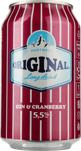 Упаковка коктейля Hartwall Original Long Drink Gin & Cranberry 5.5 % 0.33 л х 24 шт (6413600054870) - изображение 2